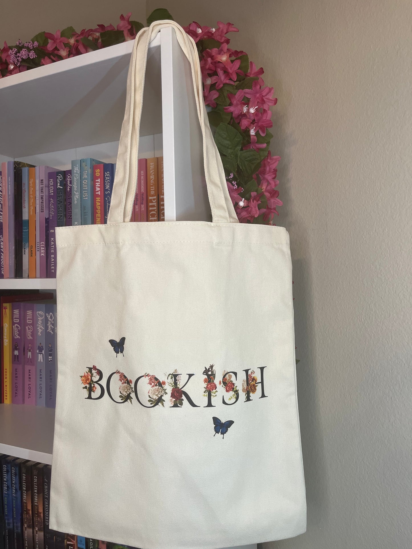 Bookish Floral Tote Bag